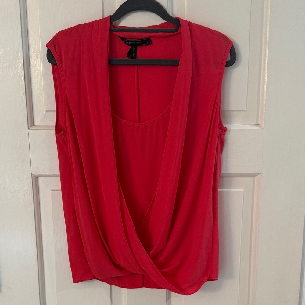 BCBGMaxAzria Vibrant Red Sleeveless Blouse